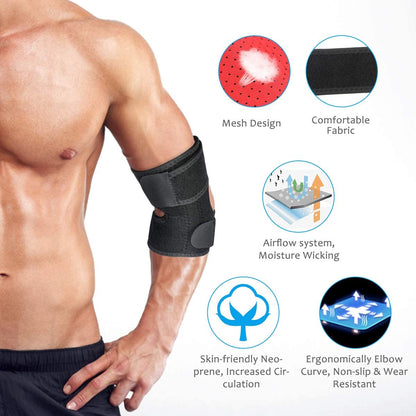Verstellbare Ellenbogenbandage mit Gelenkaussparung
