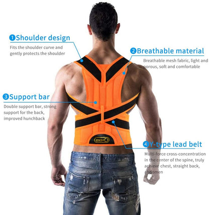 Rückenbandage mit orangefarbenem Rückenpanel