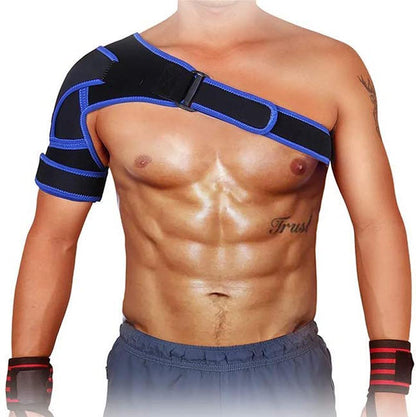 Schulterbandage mit blauem Rand und Brustgurt