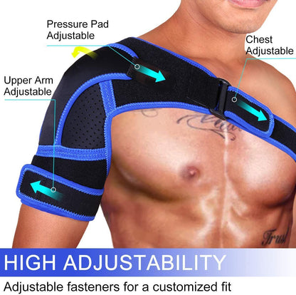 Schulterbandage mit blauem Rand und Brustgurt