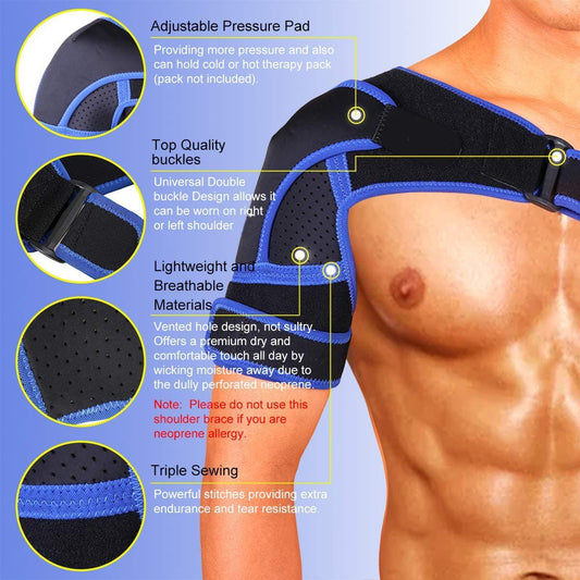 Schulterbandage mit blauem Rand und Brustgurt