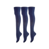 Damen 3 Paar Oberschenkel hohe Baumwollsocken, Kniewärmer, Beinwärmer