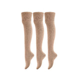 Damen 3 Paar Oberschenkel hohe Baumwollsocken, Kniewärmer, Beinwärmer
