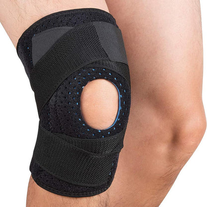 Kniebandage mit Patellaöffnung und Wickelgurten